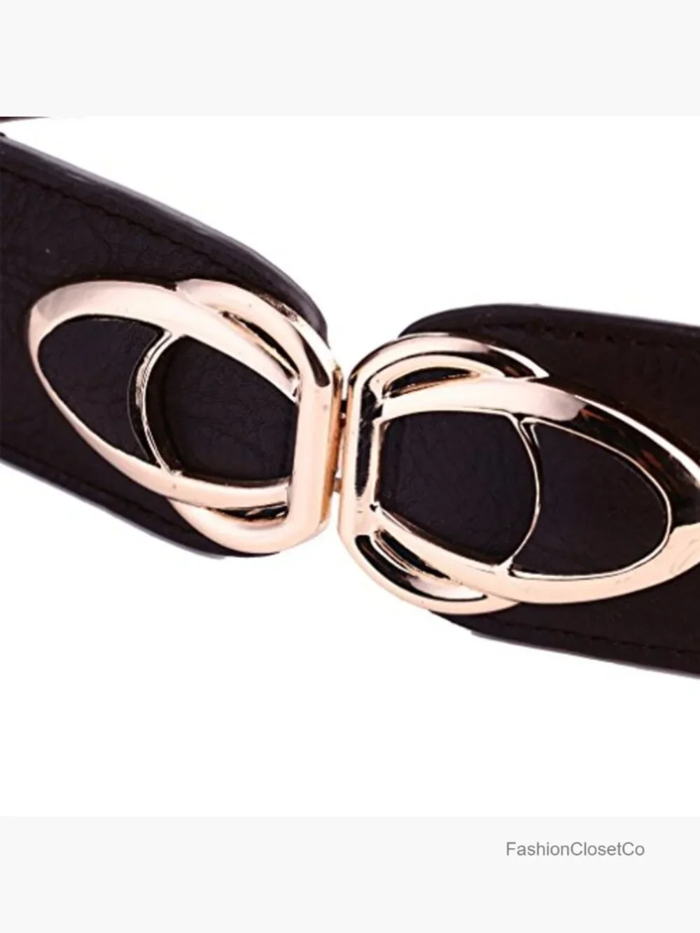 Womens Elastic Stretch Cinch Belt Faux Leather PU Buckle